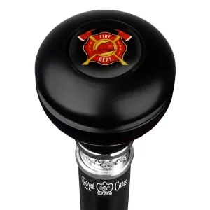 Fire Department Emblem Knob Stick: Large Knob, Pewter Collar