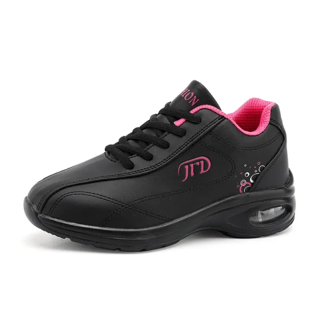 Genuine Leather Running Shoes Women Air Cushioning Sneakers White Casual Damping Non Slip Female Trainers Walking Sport Footwear
