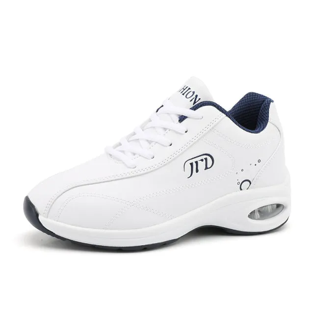 Genuine Leather Running Shoes Women Air Cushioning Sneakers White Casual Damping Non Slip Female Trainers Walking Sport Footwear