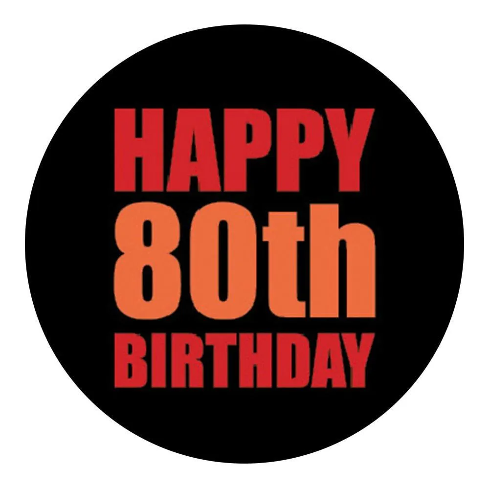 Happy 80th Birthday Top Walking Stick w/ Black Beechwood Shaft & Pewter Collar