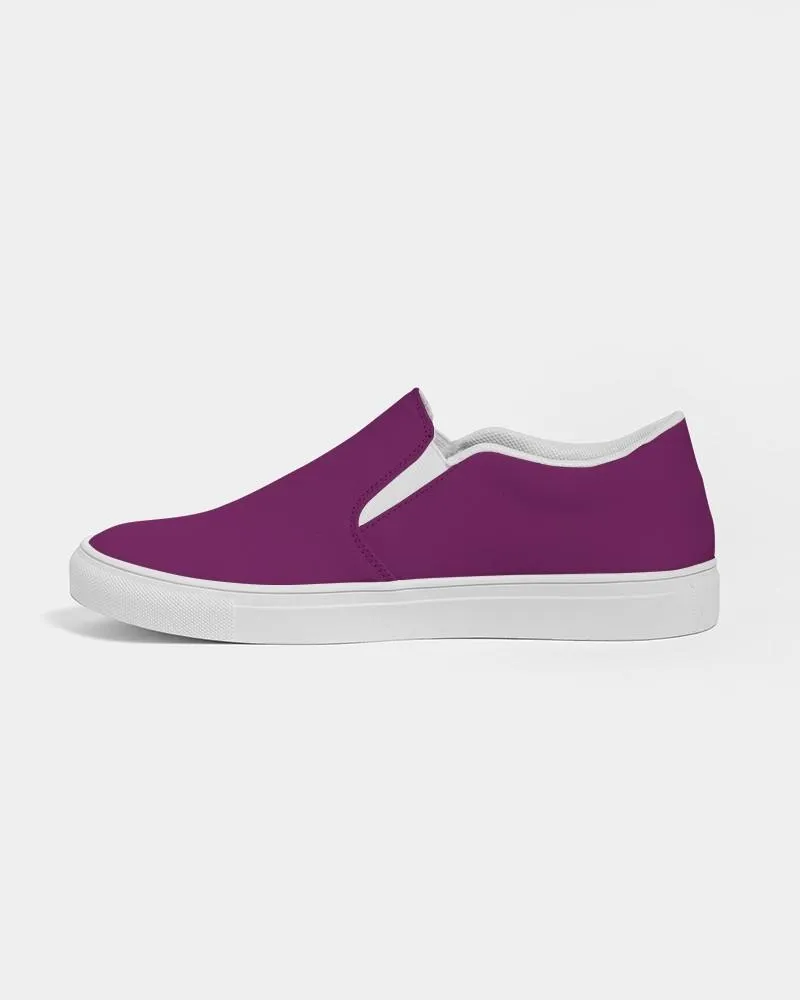 Medium Dark Magenta Purple Slip-On Canvas Sneakers | Men's | Medium Dark Pure Magenta Purple | C25M100Y0K60