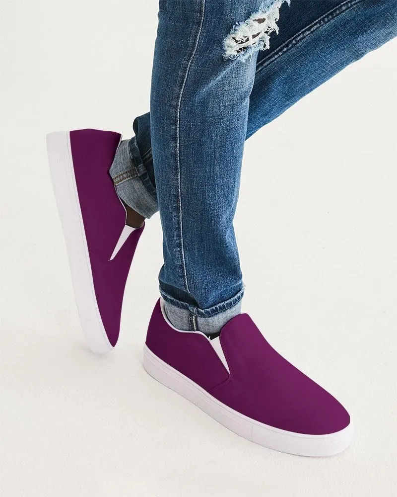 Medium Dark Magenta Purple Slip-On Canvas Sneakers | Men's | Medium Dark Pure Magenta Purple | C25M100Y0K60