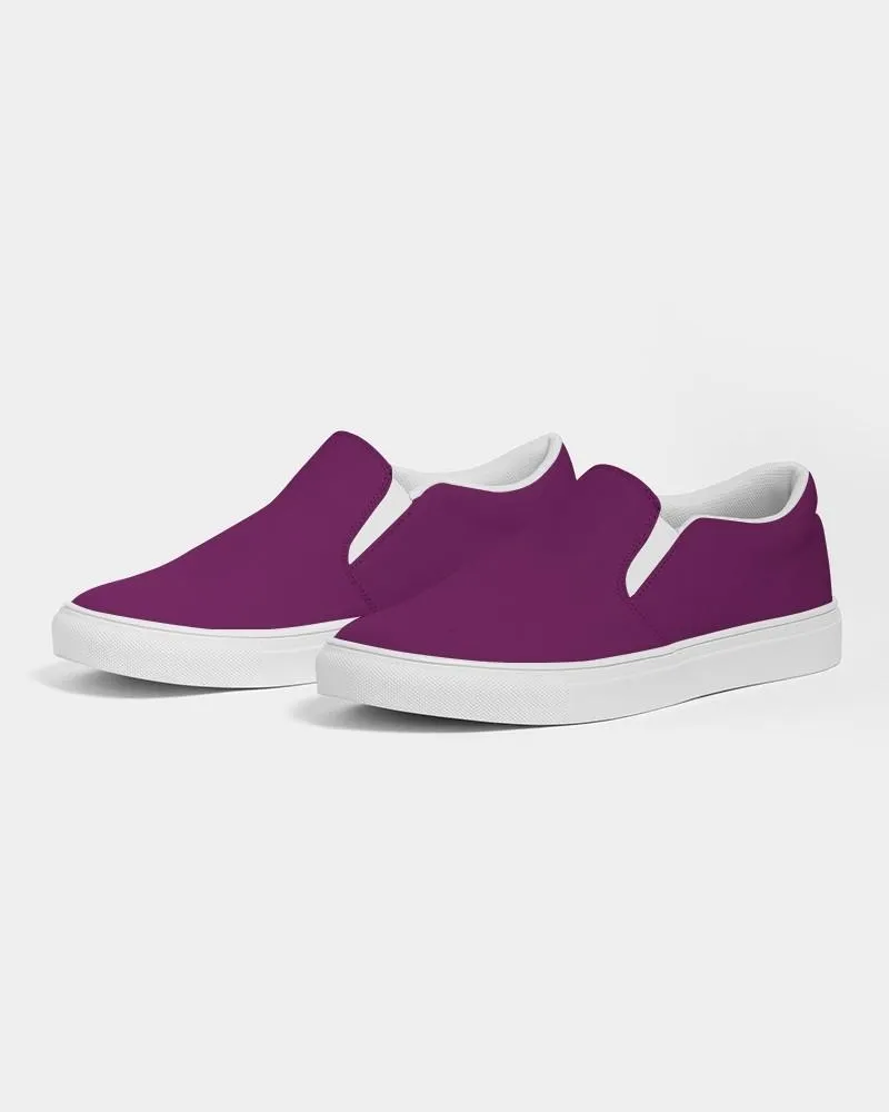 Medium Dark Magenta Purple Slip-On Canvas Sneakers | Men's | Medium Dark Pure Magenta Purple | C25M100Y0K60
