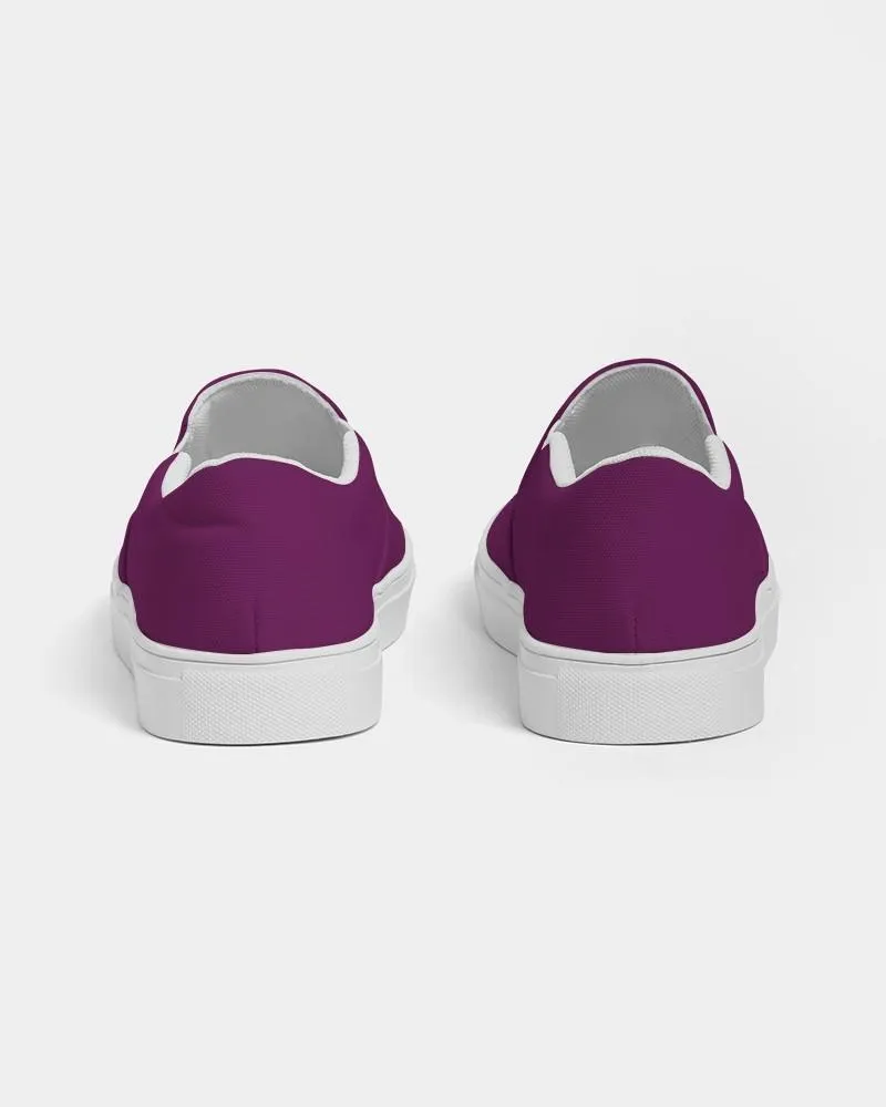 Medium Dark Magenta Purple Slip-On Canvas Sneakers | Men's | Medium Dark Pure Magenta Purple | C25M100Y0K60