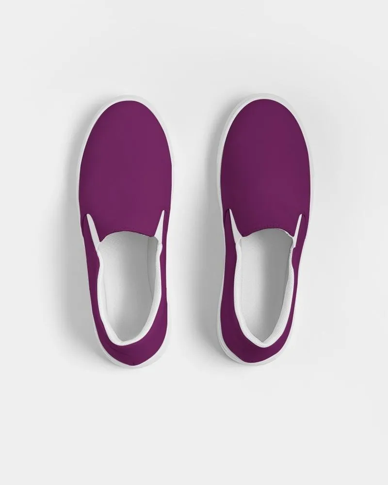 Medium Dark Magenta Purple Slip-On Canvas Sneakers | Men's | Medium Dark Pure Magenta Purple | C25M100Y0K60