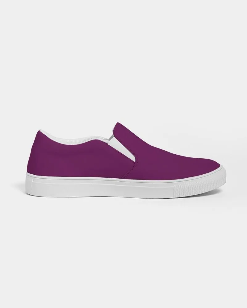 Medium Dark Magenta Purple Slip-On Canvas Sneakers | Men's | Medium Dark Pure Magenta Purple | C25M100Y0K60