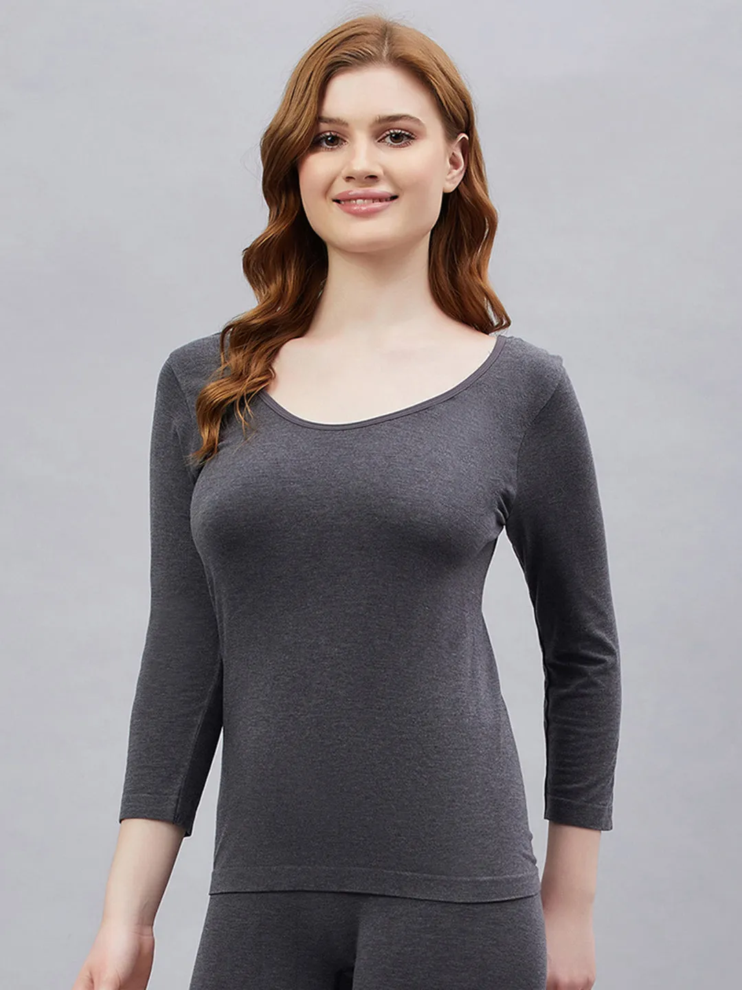 Seamless Heatmax Teen 3/4 Sleeve Inner - Charcoal