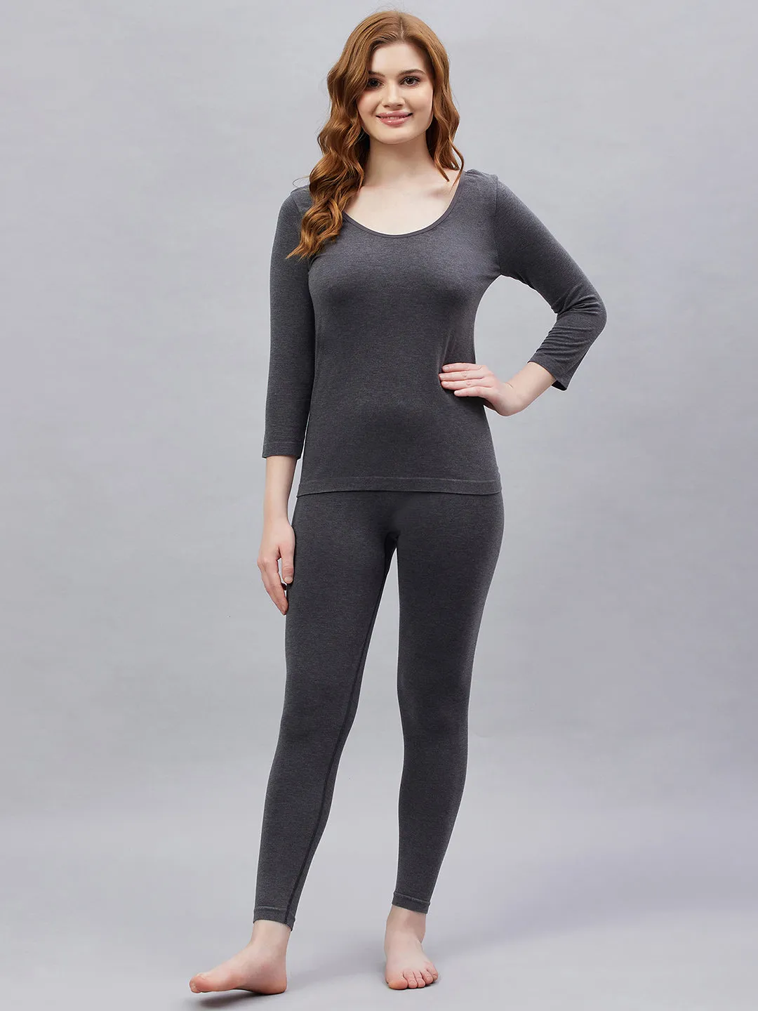 Seamless Heatmax Teen 3/4 Sleeve Inner - Charcoal